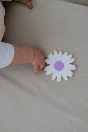 Silicone Teether - Milk Daisy / Lilac Centre