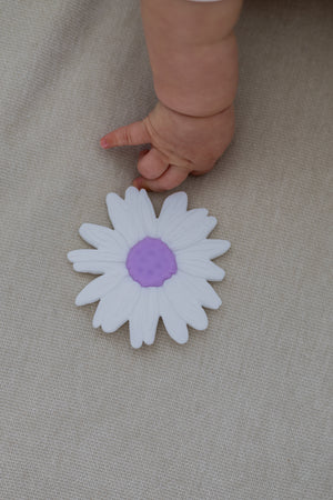 Silicone Teether - Milk Daisy / Lilac Centre